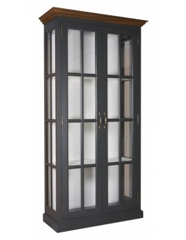 Geschirrschrank mit Eiche, Vitrine mit Eiche, Schrank mit Eiche,  Wohnzimmerschrank mit Eiche Landhausstil, Breite 105cm