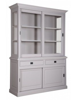 Geschirrschrank Kiefer weiß, Vitrine Kiefer weiß, Schrank Kiefer weiß,  Wohnzimmerschrank Kiefer weiß Landhausstil, Breite 160cm