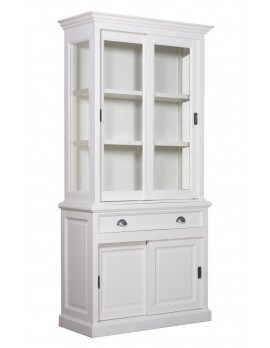 Geschirrschrank Kiefer weiß, Vitrine Kiefer weiß, Schrank Kiefer weiß,  Wohnzimmerschrank Kiefer weiß Landhausstil, Breite 104cm