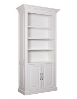 Bücherschrank weiß mit Kiefer, Bücherregal weiß, Kommode weiß, Wohnzimmerschrank weiß Landhausstil, Breite 110cm