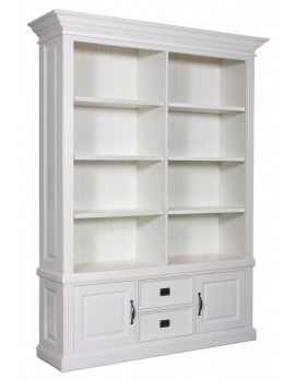 Bücherschrank weiß mit Kiefer, Regal weiß, Schrank weiß, Kommode weiß, Wohnzimmerschrank weiß Landhausstil, Breite 166cm