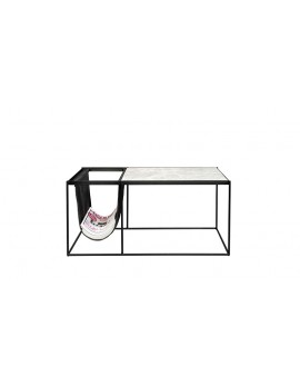 Couchtisch marmor, Coffee Table, mit Leder Zeitungshalter 