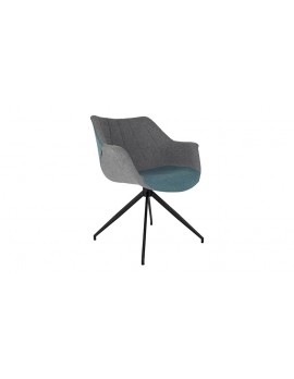 Stuhl blau, grau gepolstert, Stuhl mit Armlehne blau, grau