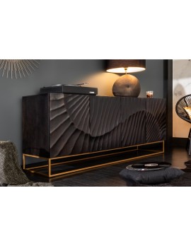 Sideboard schwarz,  Sideboard Massivholz, Sideboard Metall-Gestell, Breite 177 cm