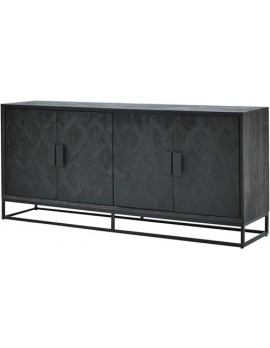 Anrichte Mango-Massivholz , Sideboard Schwarz, Breite 195 cm