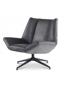 Sessel Leder schwarz, Sessel schwarz modern,  Höhe 80 cm