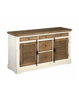 Anrichte Naturholz Landhaus, Sideboard grau, weiß, Breite 160 cm