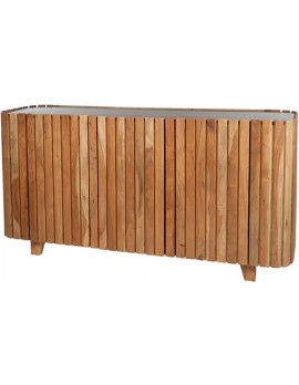 Anrichte massives Akazienholz , Sideboard Naturholz/ Schwarz, Breite 160cm