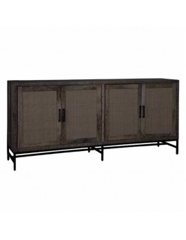 Anrichte Mangoholz , Sideboard Naturholz/Schwarz , Breite 200cm
