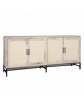 Anrichte Mangoholz , Sideboard Naturholz/Weiß, Breite 200cm
