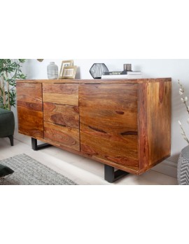 Sideboard Sheeshamholz, Sideboard naturell Holz, Metallgestell schwarz, Breite 160 cm