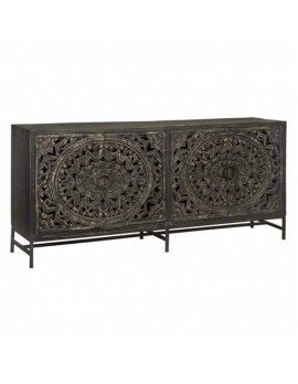 Anrichte Massivholz , Sideboard Naturholz/Schwarz, Breite 200cm