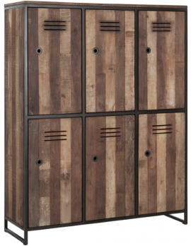Schrank Altholz, Garderobenschrank Industriedesign, recyceltes Teakholz, Spind, Schließfach, Breite 120 cm
