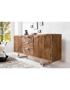 Sideboard Altholz, Sideboard Teakholz, Edelstahlgestell Chrom, Breite 160 cm