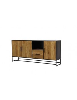 Anrichte Teakholz , Sideboard Naturholz/Schwarz, Breite 200cm