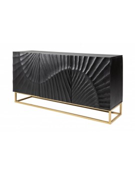 Sideboard schwarz,  Sideboard Massivholz, Sideboard Gold, Breite 140 cm