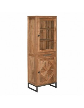 Vitrine Teakholz, Vitrine Naturholz/schwarzer Waschung, 65 cm