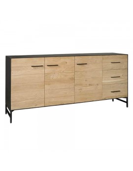 Anrichte Eichenholz Industriedesign , Sideboard Naturholz/Schwarz, Breite 200cm