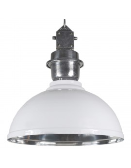 Pendelleuchte weiß - silber Industrie-Lampe, Hängelampe weiß Industrie, Durchmesser 43 cm
