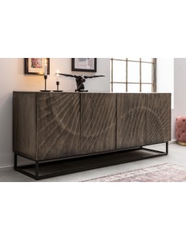Sideboard grau-braun,  Sideboard Massivholz, Sideboard Metall-Gestell, Breite 177 cm