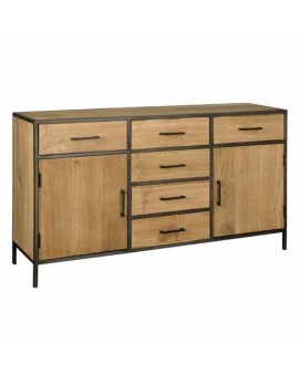 Anrichte Eichenholz Industriedesign , Sideboard Naturholz/Schwarz, Breite 160cm