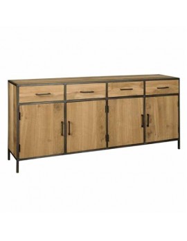 Anrichte Eichenholz Industriedesign , Sideboard Naturholz/Schwarz, Breite 200cm