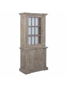 Vitrine Massivholz, Vitrine Naturholz, Altbraun / Altweiß, 105 cm