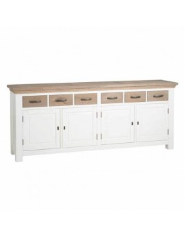 Anrichte Eichenholz Landhausstil , Sideboard Naturholz/Weiß, Breite 220cm