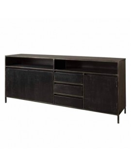 Anrichte Mangoholz, Sideboard Schwarz, Breite 200cm