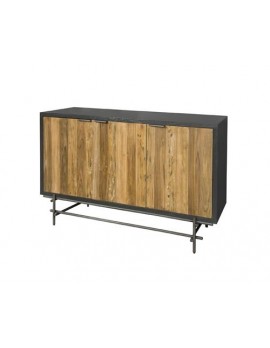 Anrichte Teakholz, Sideboard Naturholz/Schwarz, Breite 165 cm