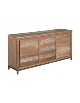 Anrichte Teakholz, Sideboard Naturholz/Weiß-Waschung, Breite 180 cm