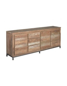 Anrichte Teakholz, Sideboard Naturholz/Weiß-Waschung, Breite 220 cm