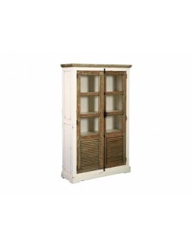 Vitrine Massivholz, Vitrine weiß-Waschung, 120cm