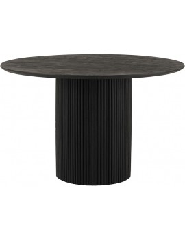 Runder Esstisch schwarz,  Tisch rund schwarz, runder Tisch Massivholz-Tischplatte,  Durchmesser 120 cm