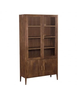 Vitrine Mango-Massivholz, Vitrine Naturholz/Dunkel, 120 cm