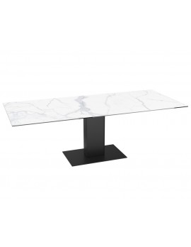 Esstisch ausziehbar  weiß-Marmoroptik Keramik-Tischplatte, Esstisch Glas-Keramikplatte,  Breite 150-230 cm 