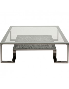 Couchtisch grau Glas-Metall, Kaffeetisch grau, Glastisch grau, Maße 120x120 cm