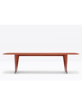 Design Esstisch Farbe Terracotta, Tisch Terracotta, Konferenztisch Terracotta, Länge 240-360 cm