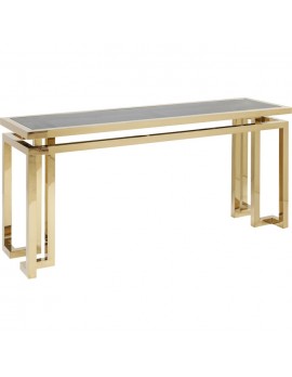 Konsole Gold Glas-Metall, Wandtisch Gold, Breite 160 cm