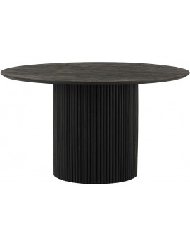 Runder Esstisch schwarz,  Tisch rund schwarz, runder Tisch Massivholz-Tischplatte,  Durchmesser 140 cm