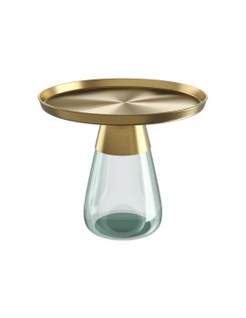 Couchtisch rund Gold, runder Glas Beistelltisch Gold, Glas Couchtisch rund, Durchmesser 60x43 cm