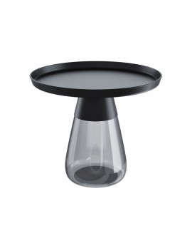 Couchtisch rund schwarz, runder Glas Beistelltisch schwarz, Glas Couchtisch rund, Durchmesser 60x43 cm