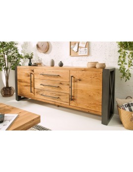 Sideboard Natur-braun,  Sideboard Massivholz, Sideboard Metall-Gestell, Breite 200 cm