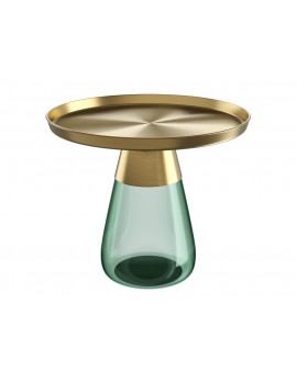 Couchtisch rund Gold, runder Glas Beistelltisch Gold, Glas Couchtisch rund, Durchmesser 60x52 cm