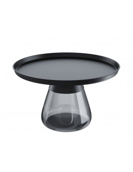 Couchtisch rund schwarz, runder Glas Beistelltisch schwarz, Glas Couchtisch rund, Durchmesser 71 cm
