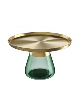 Couchtisch rund Gold, runder Glas Beistelltisch grün-Gold, Glas Couchtisch grün rund, Durchmesser 71 cm