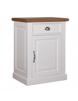 Anrichte weiß mit Eiche, Schrank weiß, Kommode weiß, Wohnzimmerschrank weiß Landhausstil, Breite 72 cm