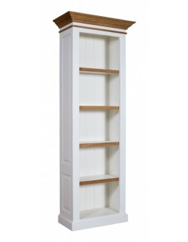 Bücherschrank weiß mit Pinie, Kommode weiß, Wohnzimmerschrank weiß Landhausstil, Breite 76cm