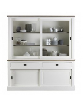 Vitrine weiß, Vitrinenschrank weiß, Geschirrschrank weiß, Wohnzimmerschrank weiß Landhausstil, Breite 180 cm