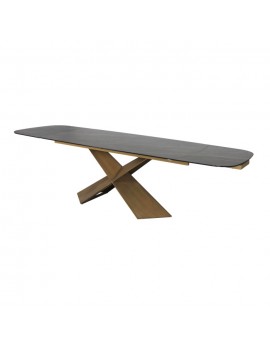 Keramik Esstisch Bronze-grau, Tisch Keramik ausziehbar, Länge 180-280 cm